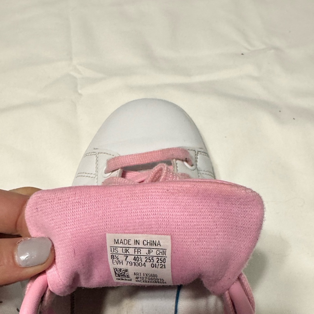 Adidas Stan Smith Womens Size 8.5 Doodles Flower Earth Globe White Pink - Picture 12 of 14
